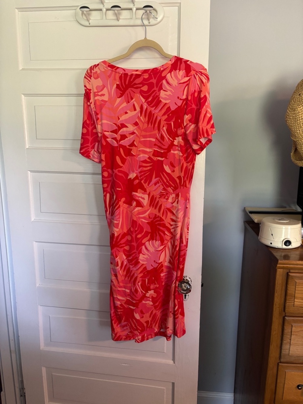 NWT Women's Tie-Front Floral Print Dress - Pink/Red - Picture 3 of 4